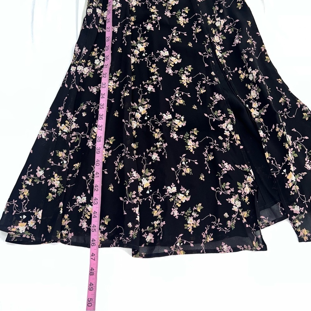 Reformation Marnie Dress Women’s 2 Midi Floral Slit Front Black P - Picture 6 of 10